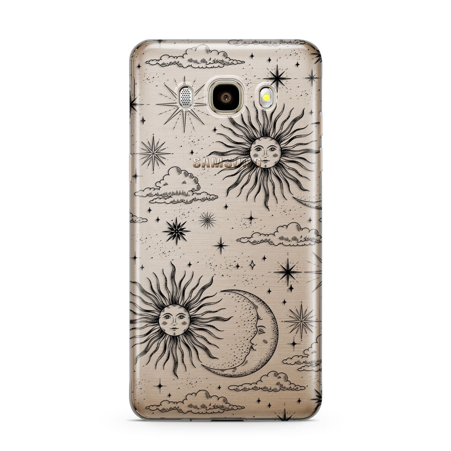 Celestial Suns Clouds Samsung Galaxy J7 2016 Case on gold phone