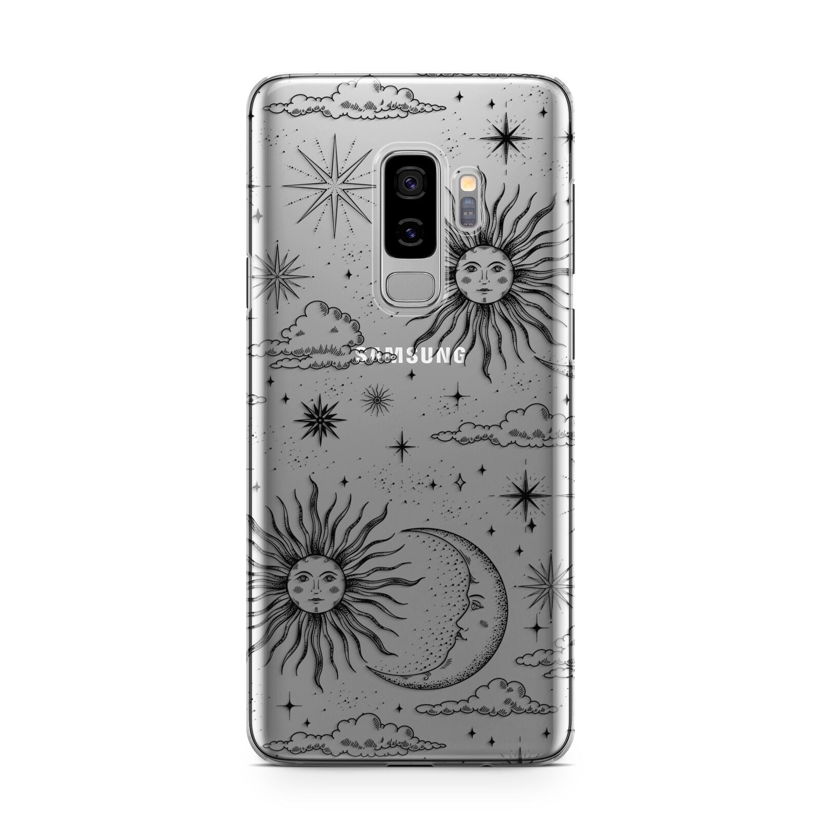 Celestial Suns Clouds Samsung Galaxy S9 Plus Case on Silver phone