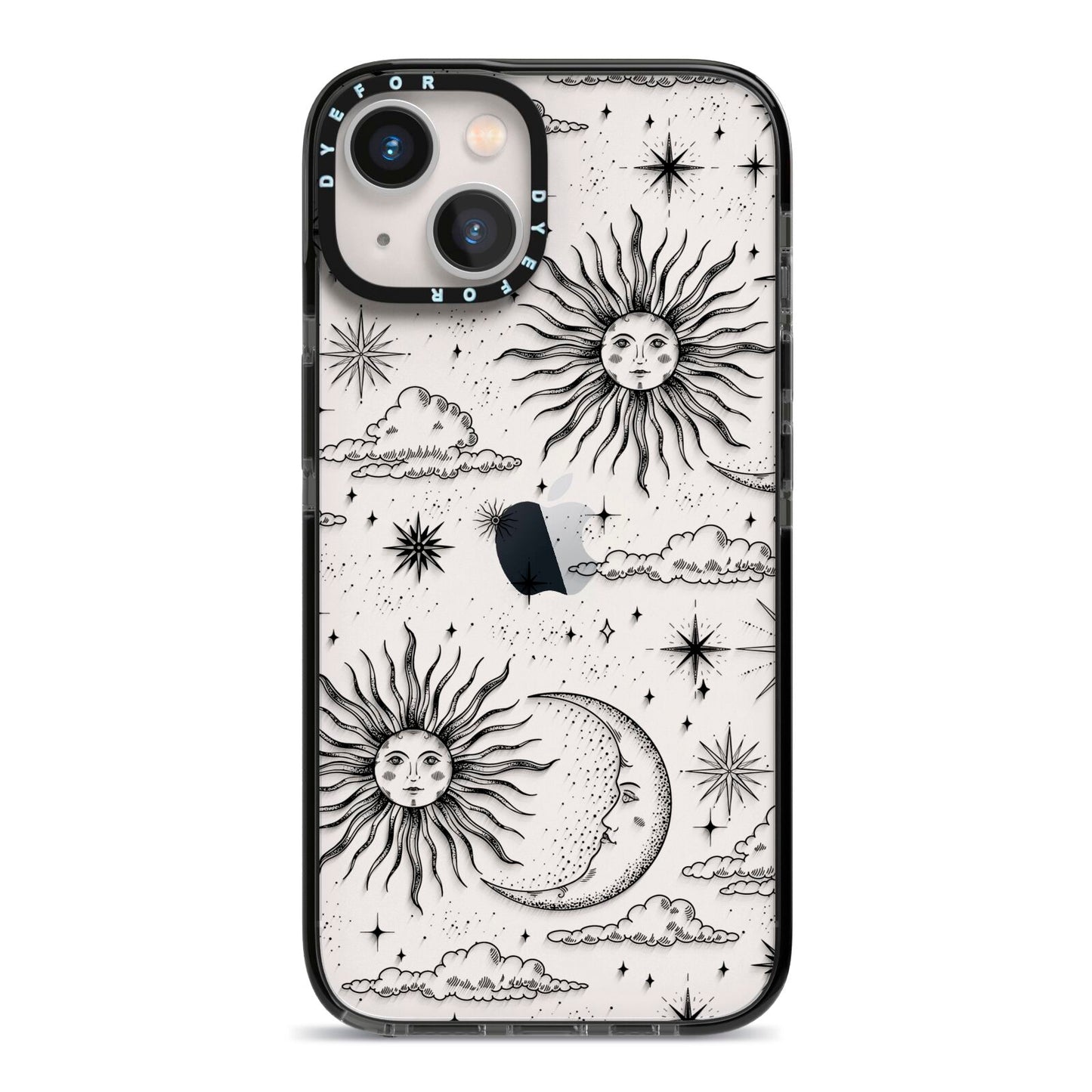 Celestial Suns Clouds iPhone 13 Black Impact Case on Silver phone