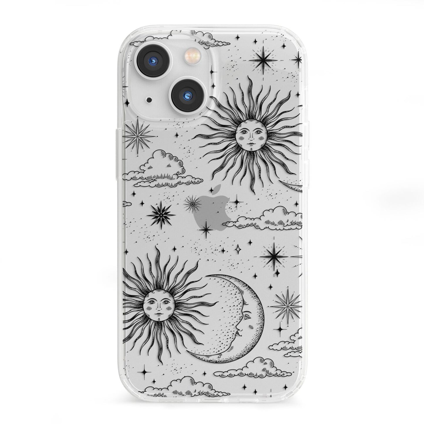Celestial Suns Clouds iPhone 13 Mini Clear Bumper Case