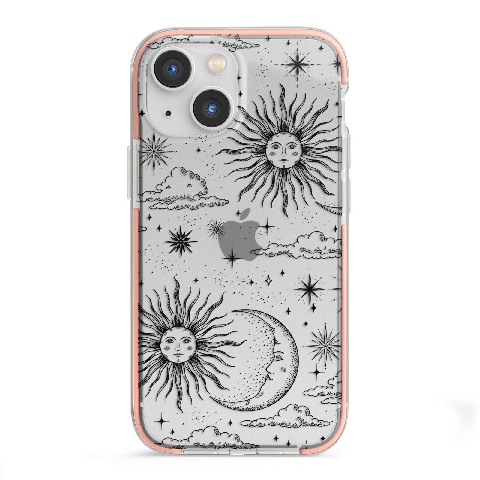Celestial Suns Clouds iPhone 13 Mini TPU Impact Case with Pink Edges