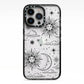 Celestial Suns Clouds iPhone 13 Pro Black Impact Case on Silver phone