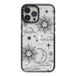 Celestial Suns Clouds iPhone 13 Pro Max Black Impact Case on Silver phone