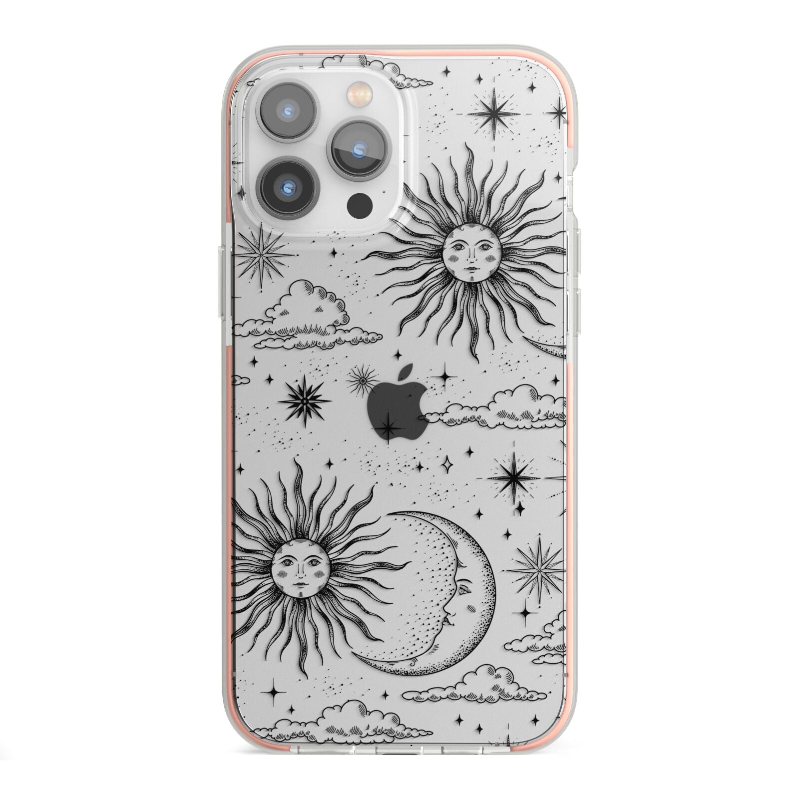 Celestial Suns Clouds iPhone 13 Pro Max TPU Impact Case with Pink Edges