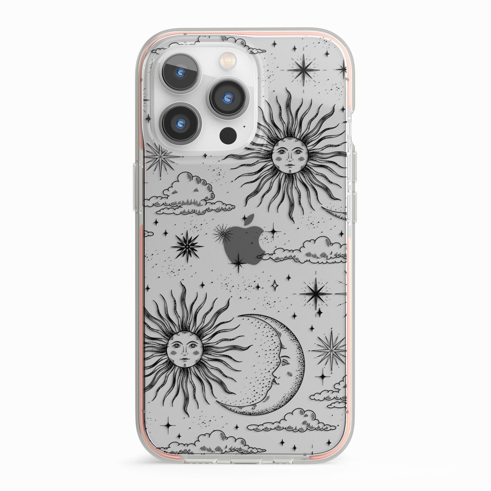 Celestial Suns Clouds iPhone 13 Pro TPU Impact Case with Pink Edges