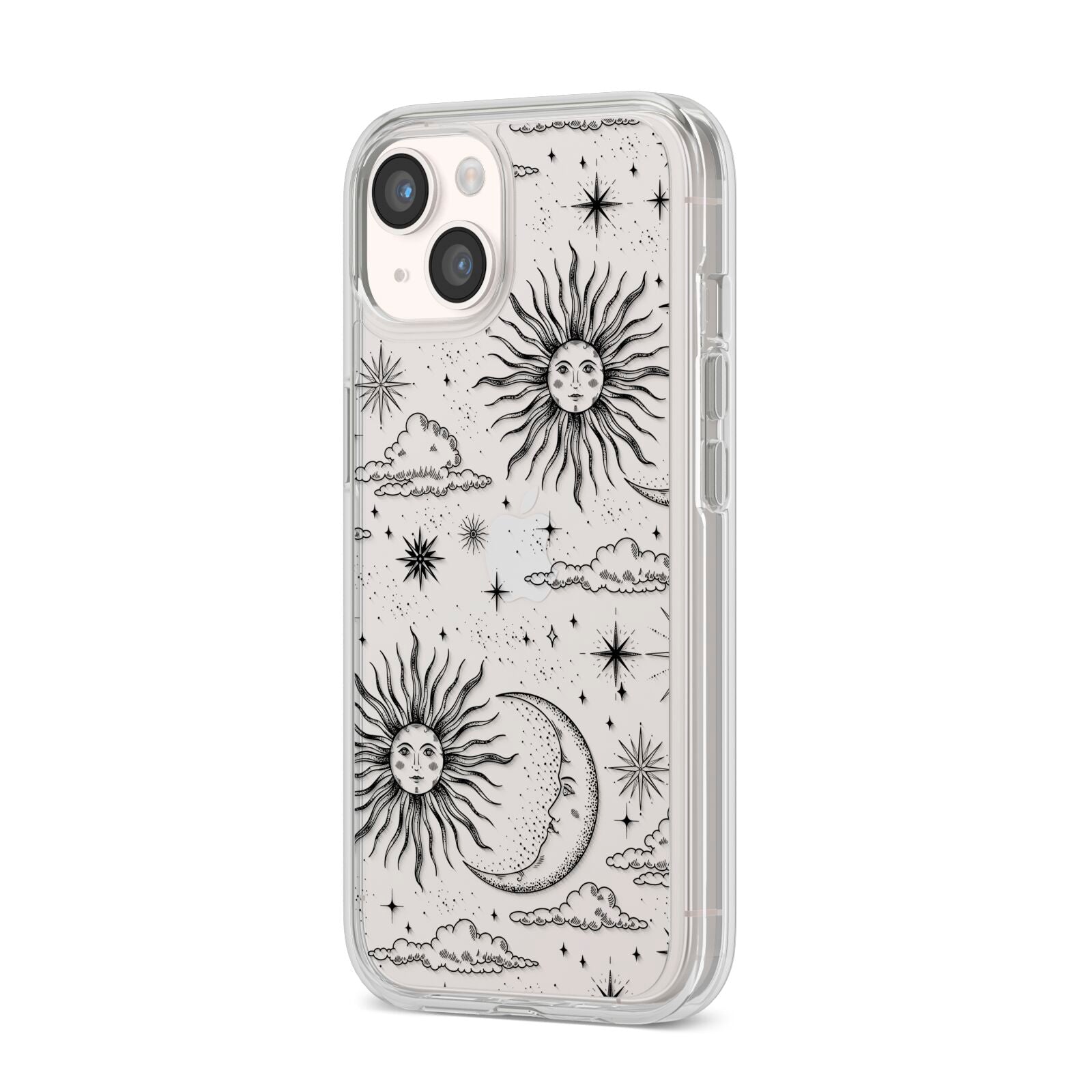 Celestial Suns Clouds iPhone 14 Clear Tough Case Starlight Angled Image