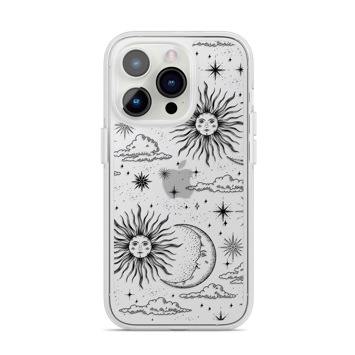 Celestial Suns Clouds iPhone 14 Pro Clear Tough Case Silver
