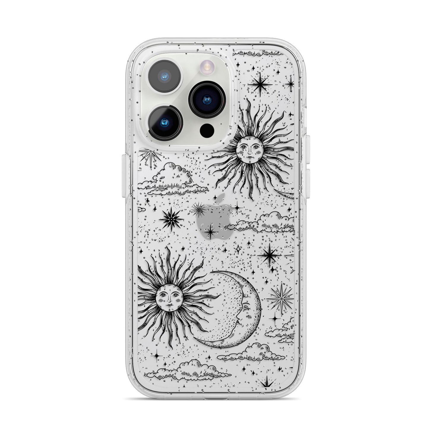 Celestial Suns Clouds iPhone 14 Pro Glitter Tough Case Silver