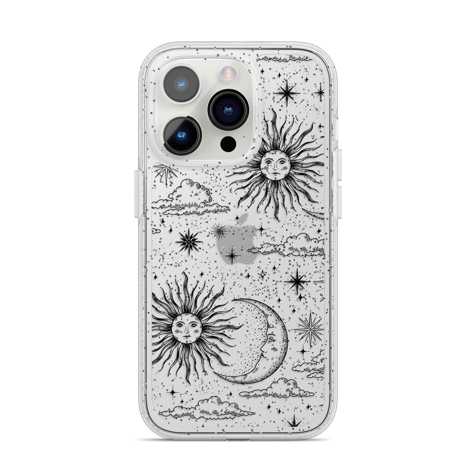 Celestial Suns Clouds iPhone 14 Pro Glitter Tough Case Silver
