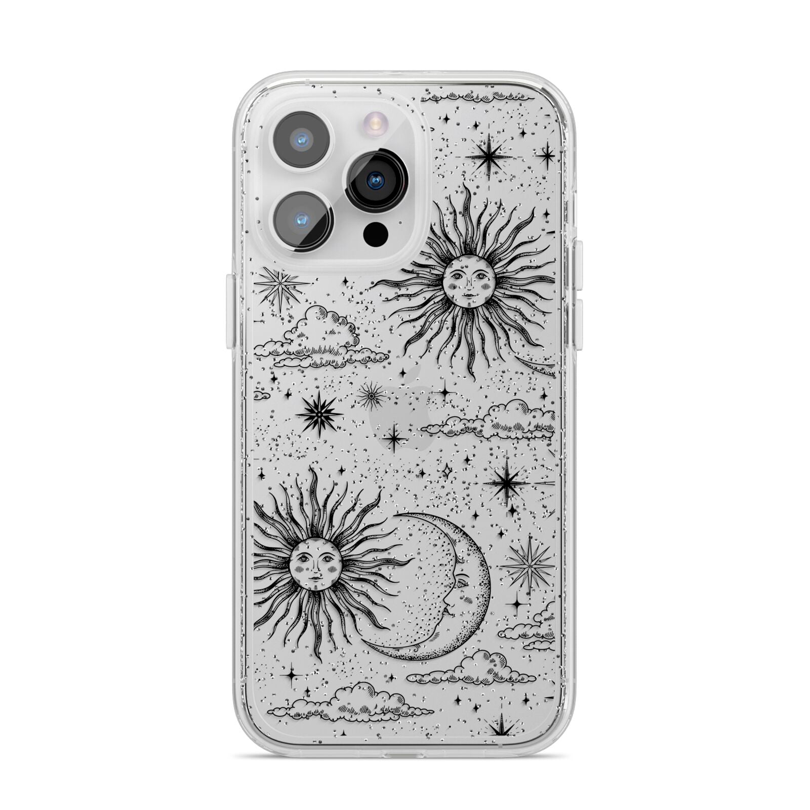 Celestial Suns Clouds iPhone 14 Pro Max Glitter Tough Case Silver