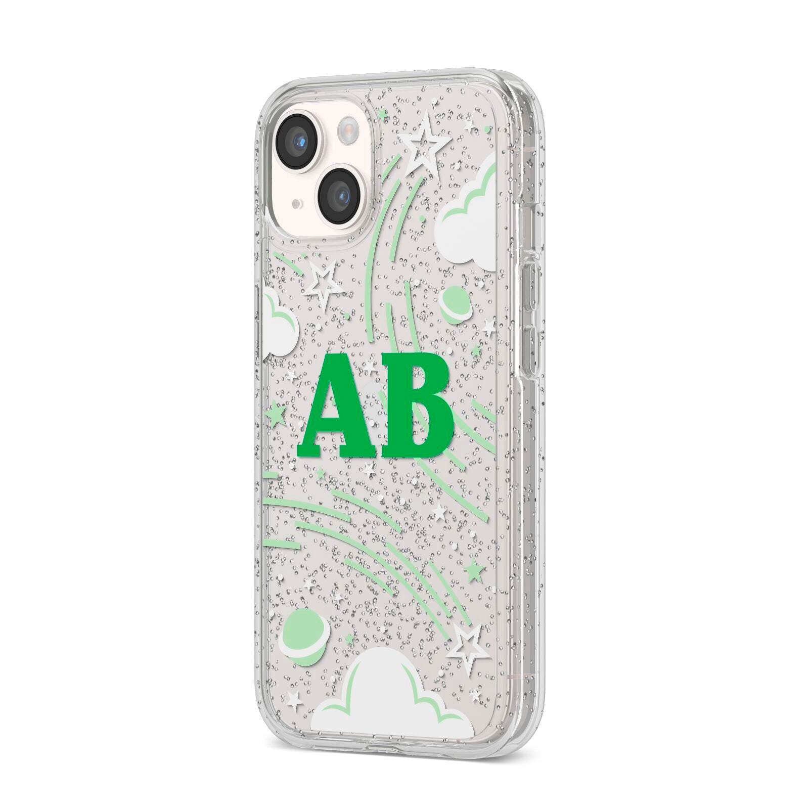 Celestial iPhone 14 Glitter Tough Case Starlight Angled Image
