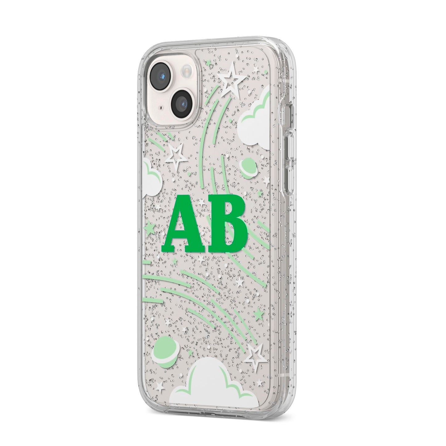 Celestial iPhone 14 Plus Glitter Tough Case Starlight Angled Image