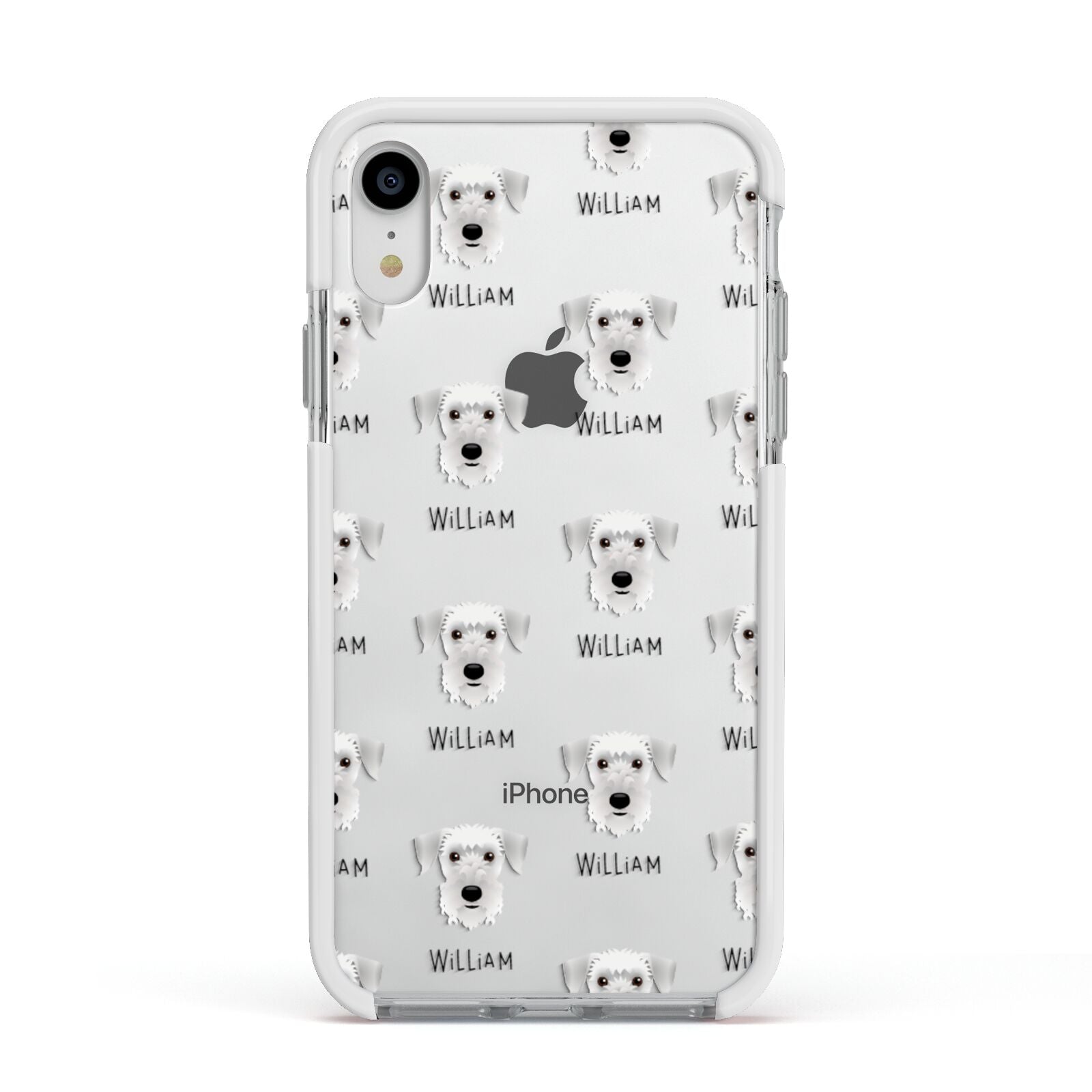 Cesky Terrier Icon with Name Apple iPhone XR Impact Case White Edge on Silver Phone