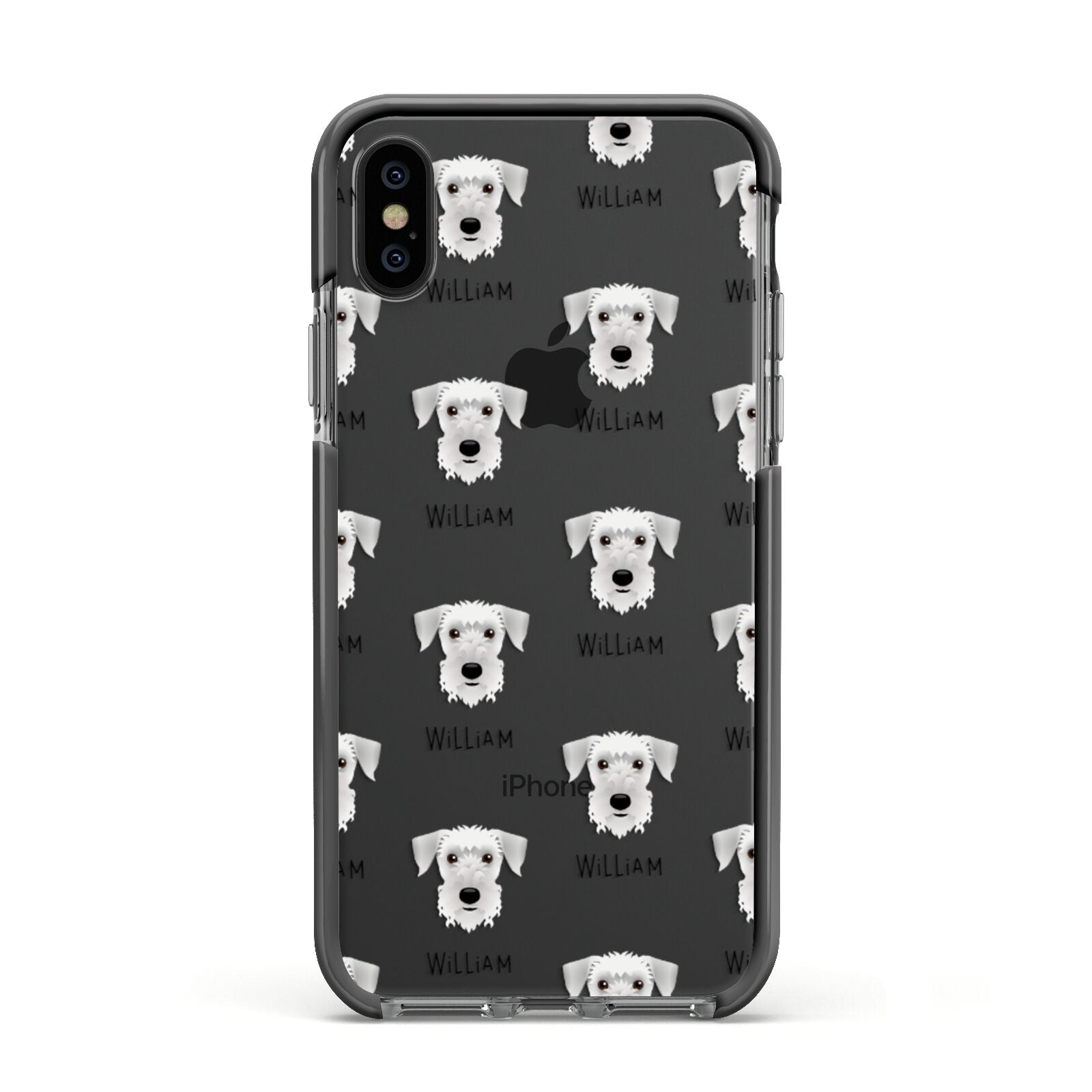 Cesky Terrier Icon with Name Apple iPhone Xs Impact Case Black Edge on Black Phone