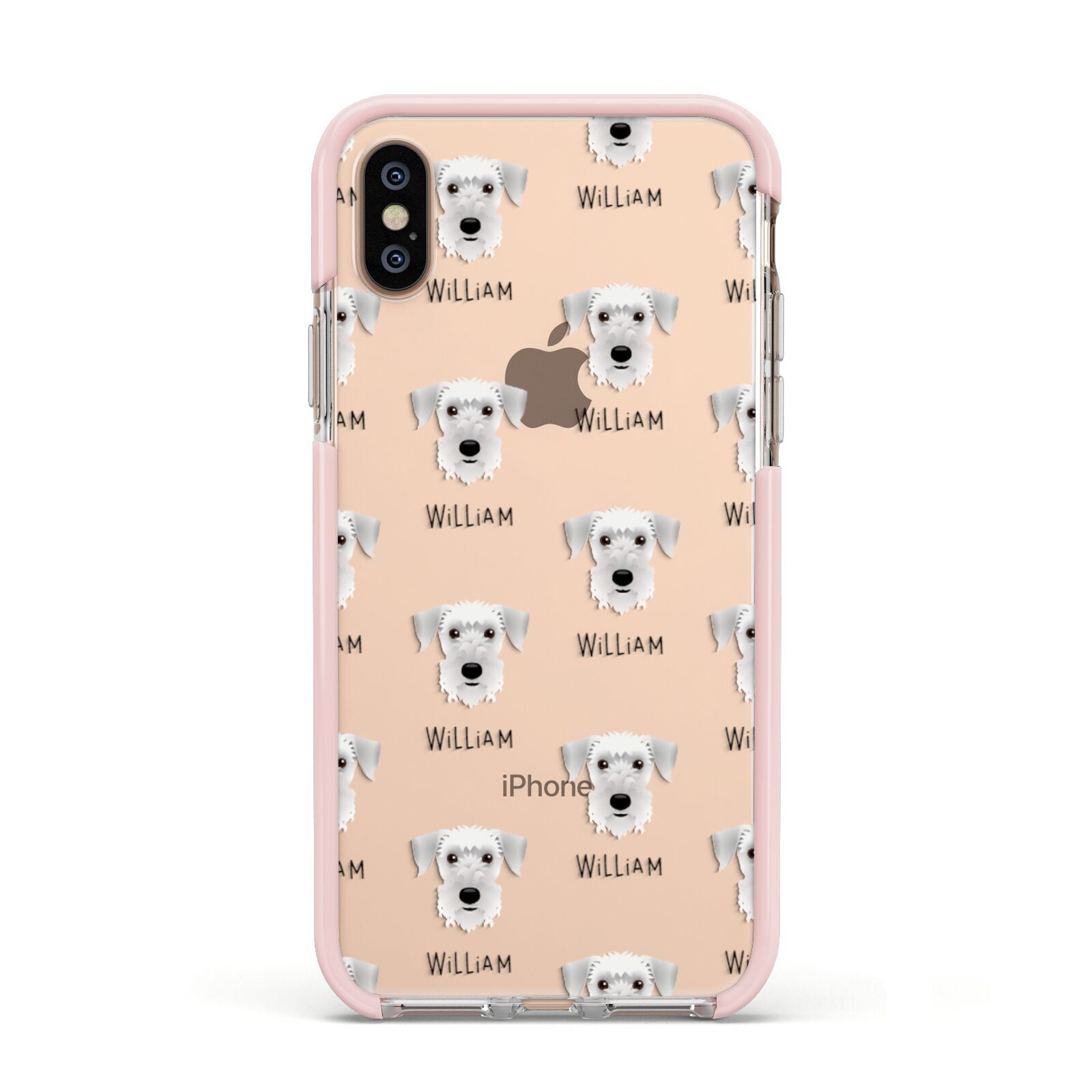 Cesky Terrier Icon with Name Apple iPhone Xs Impact Case Pink Edge on Gold Phone