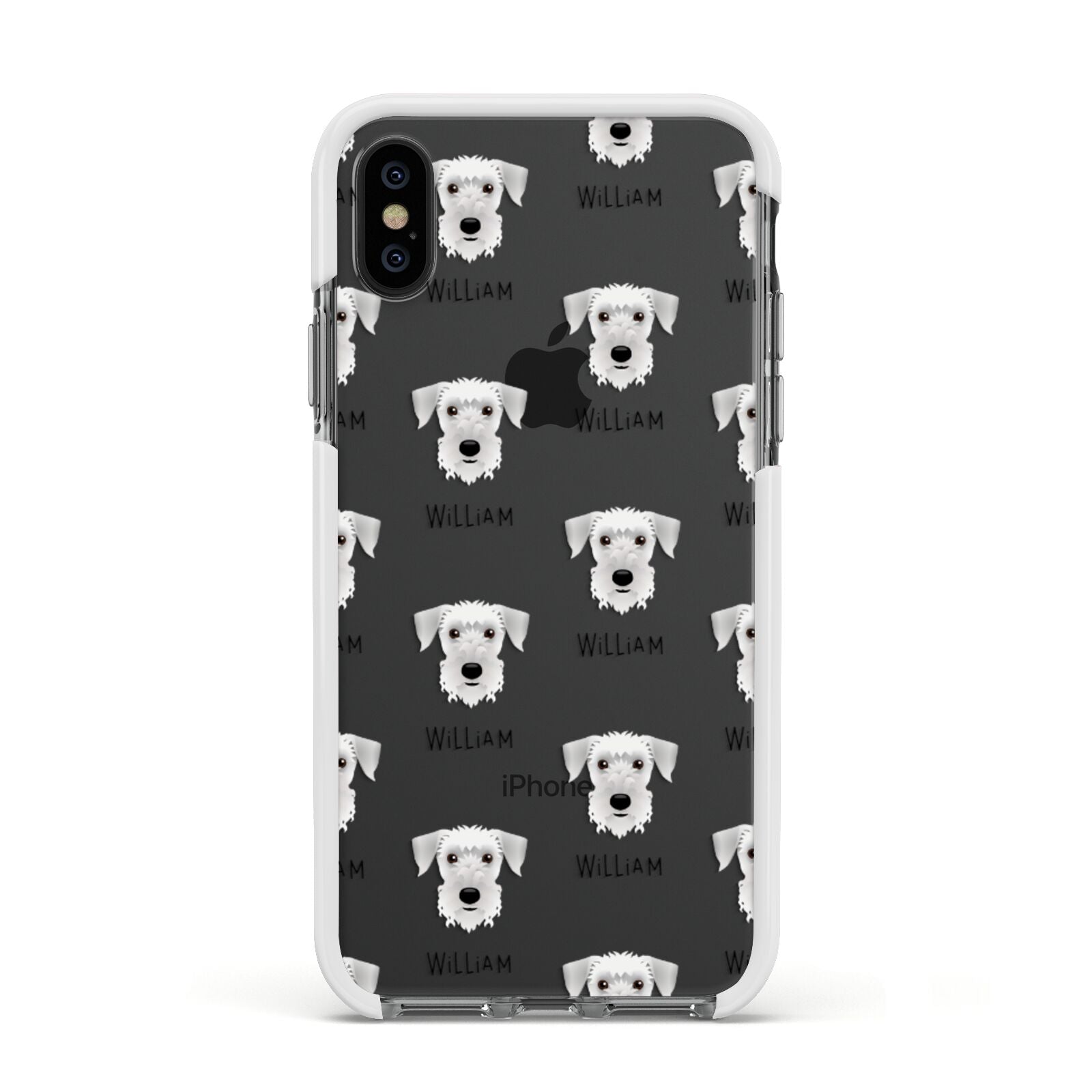 Cesky Terrier Icon with Name Apple iPhone Xs Impact Case White Edge on Black Phone