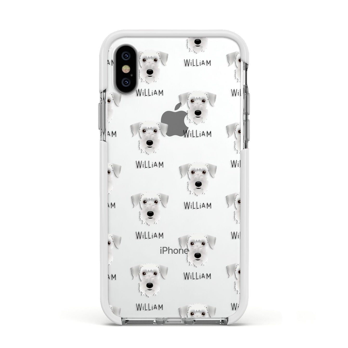 Cesky Terrier Icon with Name Apple iPhone Xs Impact Case White Edge on Silver Phone