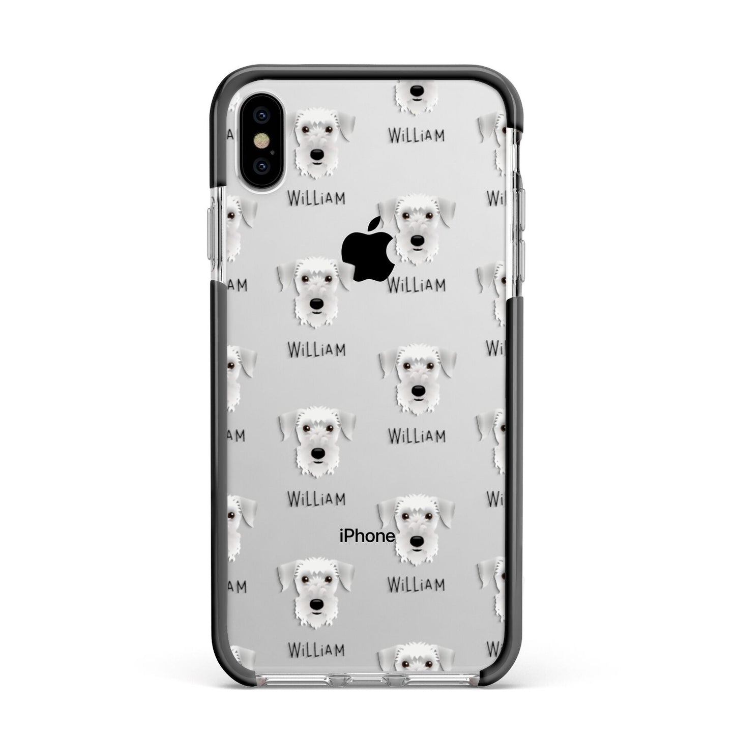 Cesky Terrier Icon with Name Apple iPhone Xs Max Impact Case Black Edge on Silver Phone
