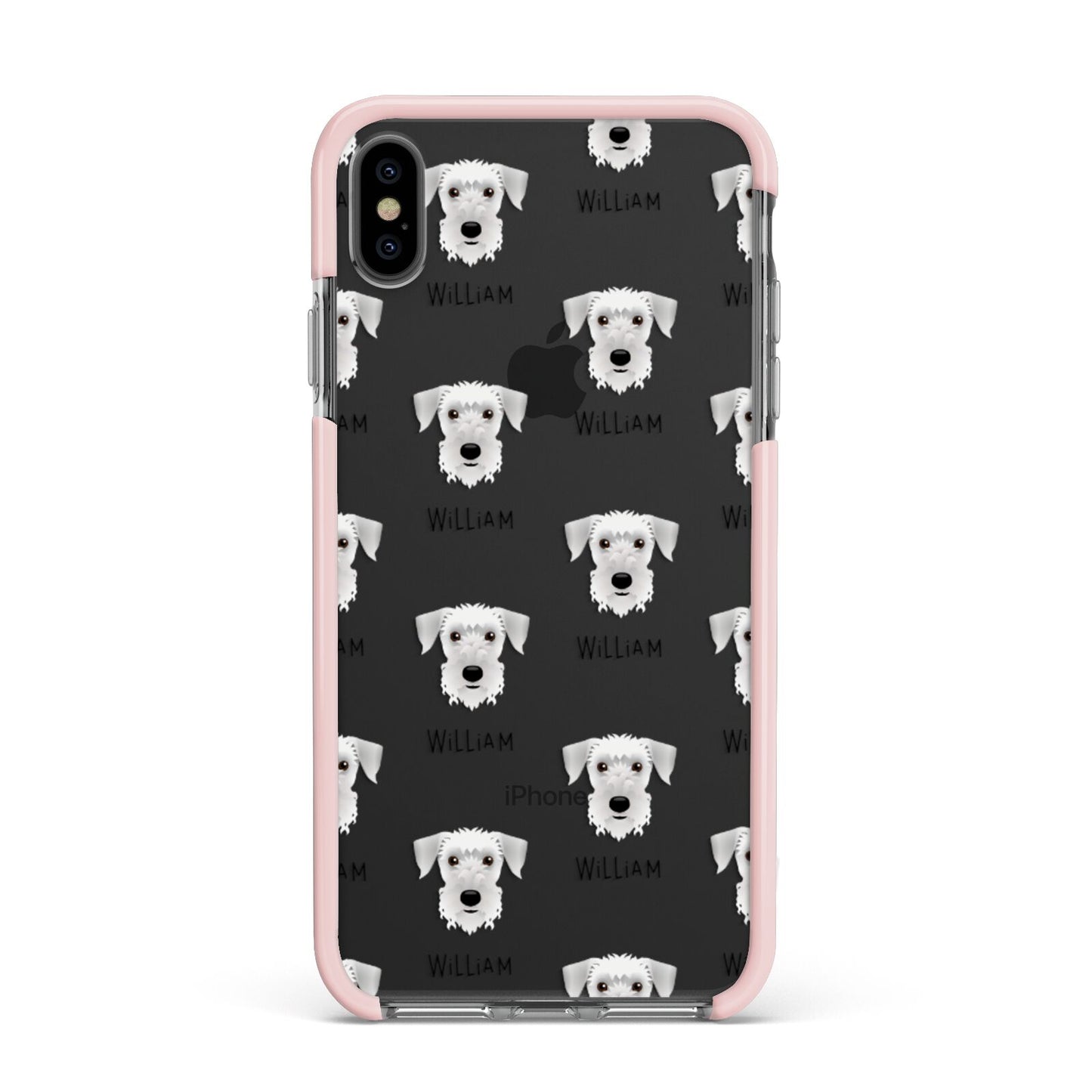 Cesky Terrier Icon with Name Apple iPhone Xs Max Impact Case Pink Edge on Black Phone