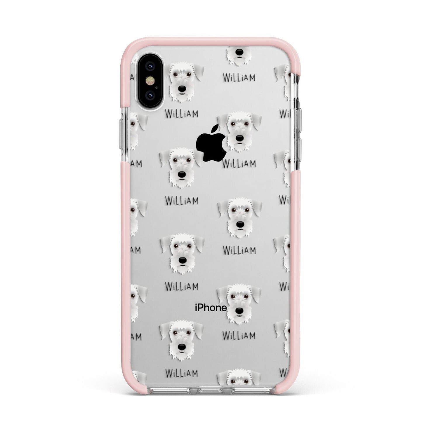 Cesky Terrier Icon with Name Apple iPhone Xs Max Impact Case Pink Edge on Silver Phone