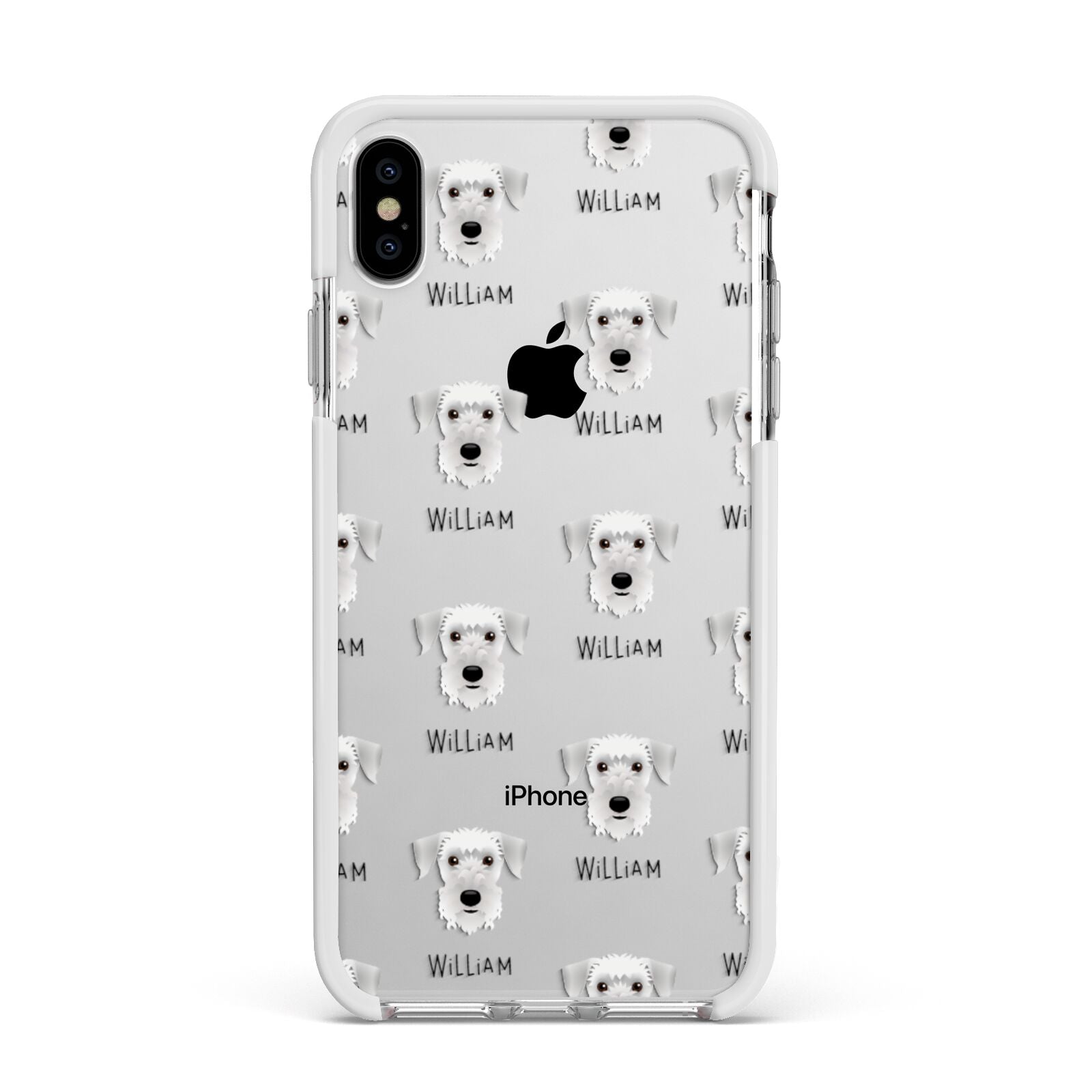 Cesky Terrier Icon with Name Apple iPhone Xs Max Impact Case White Edge on Silver Phone