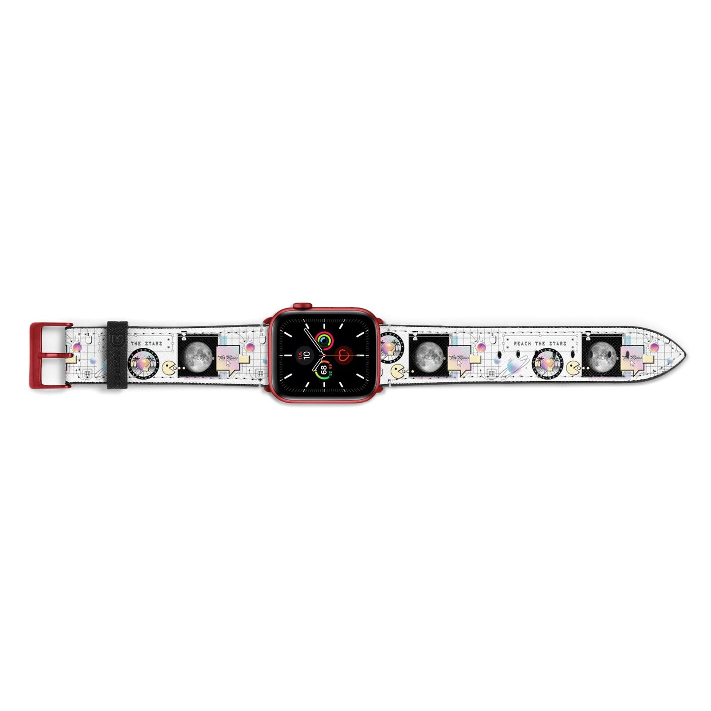 Chase The Moon Apple Watch Strap Landscape Image Red Hardware