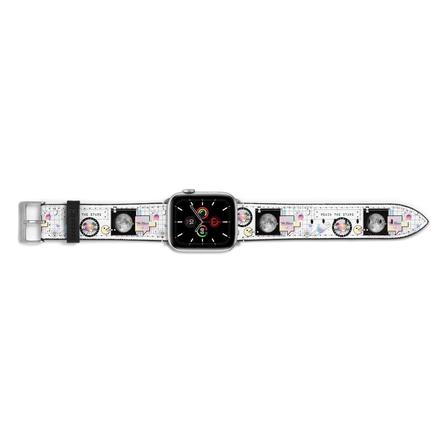 Chase The Moon Apple Watch Strap Landscape Image Silver Hardware