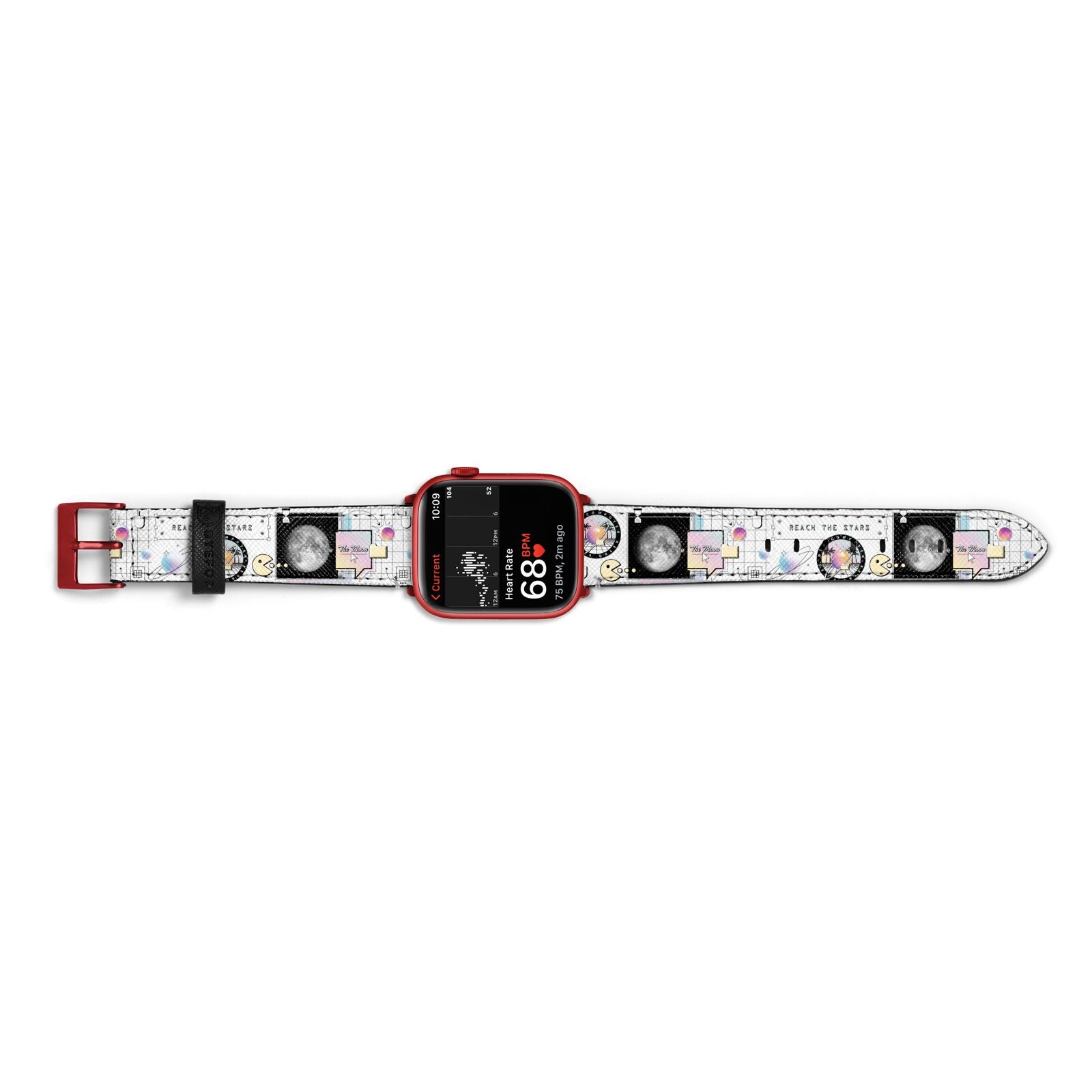 Chase The Moon Apple Watch Strap Size 38mm Landscape Image Red Hardware