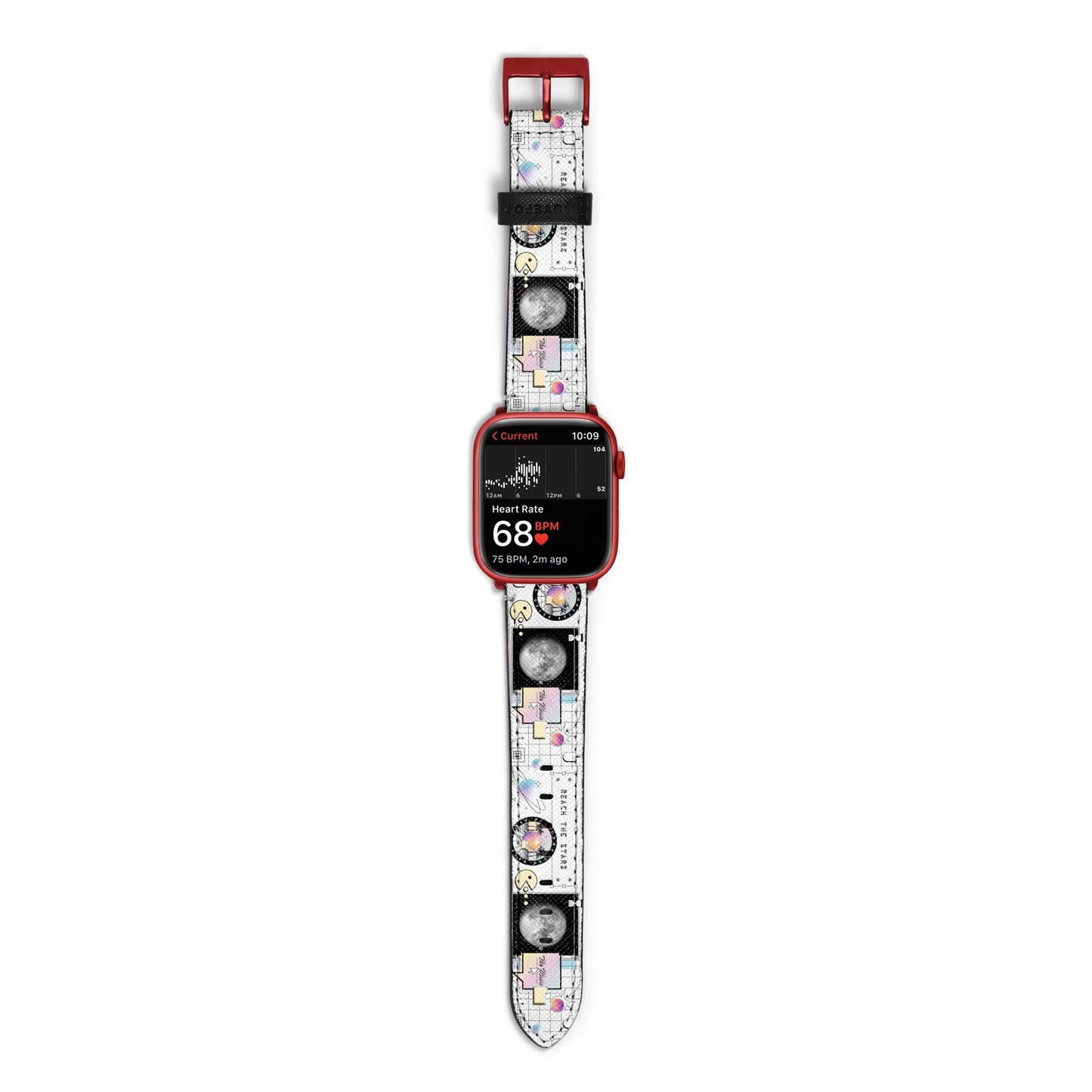 Chase The Moon Apple Watch Strap Size 38mm with Red Hardware