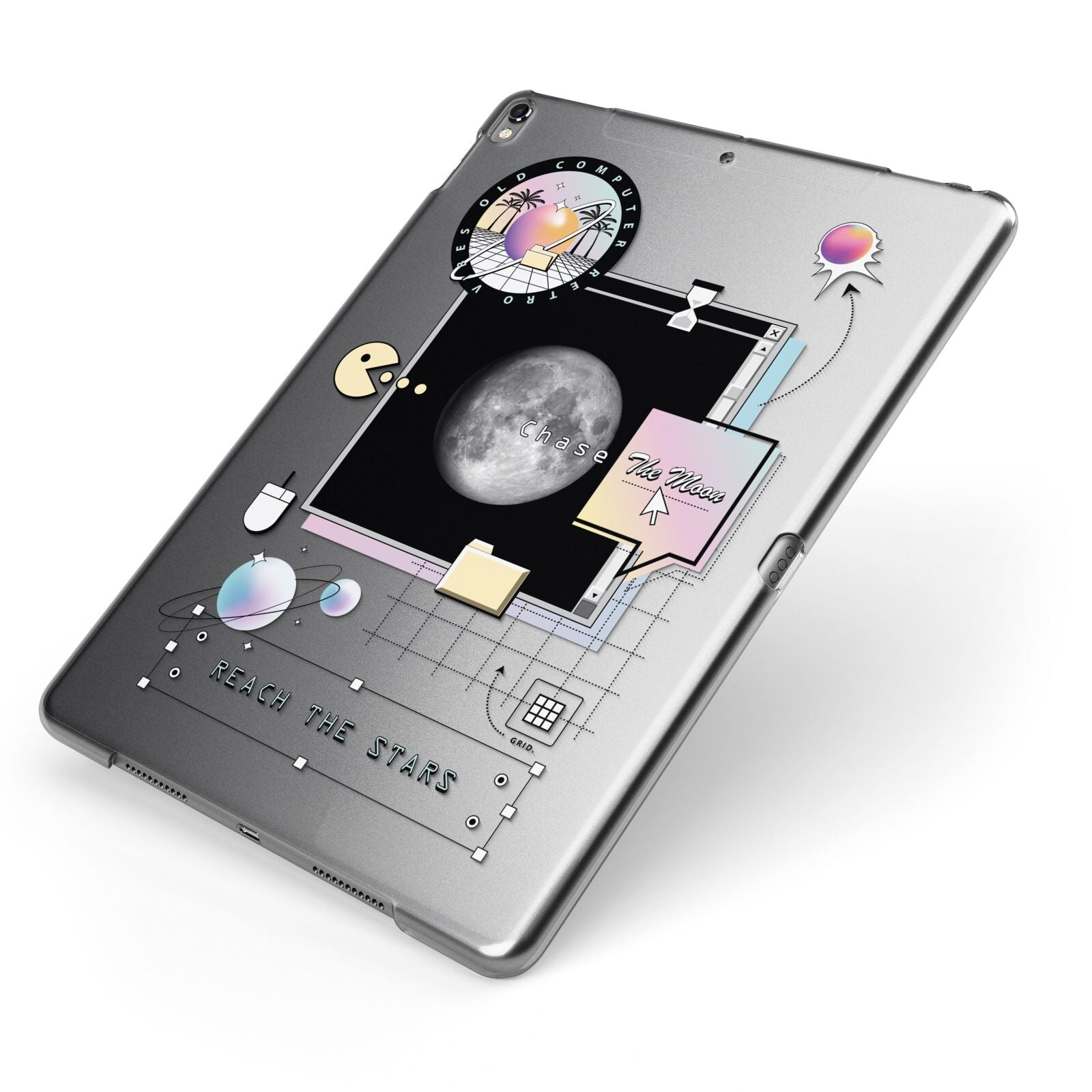Chase The Moon Apple iPad Case on Grey iPad Side View
