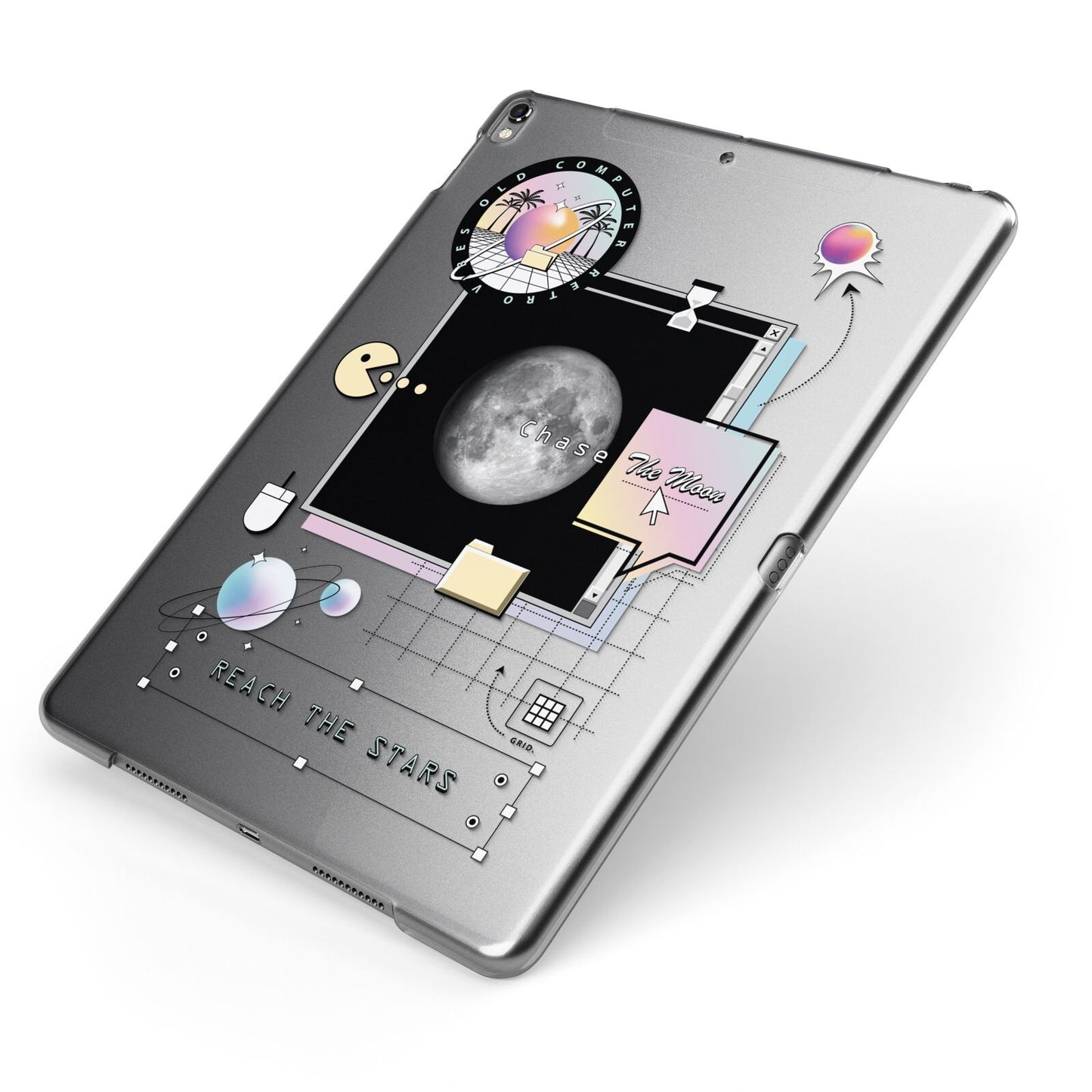 Chase The Moon Apple iPad Case on Grey iPad Side View