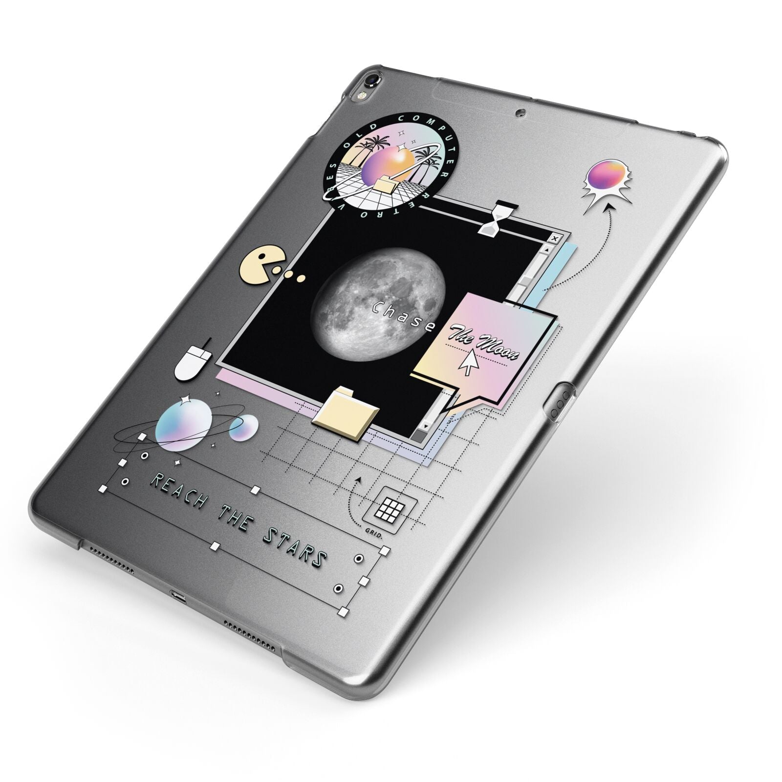 Chase The Moon Apple iPad Case on Grey iPad Side View