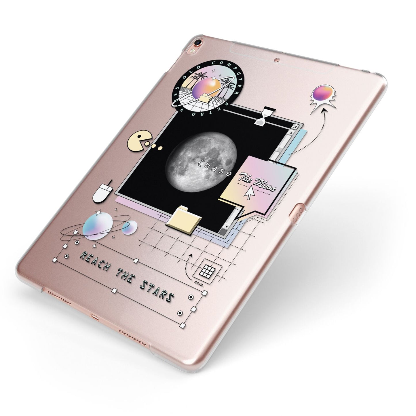 Chase The Moon Apple iPad Case on Rose Gold iPad Side View