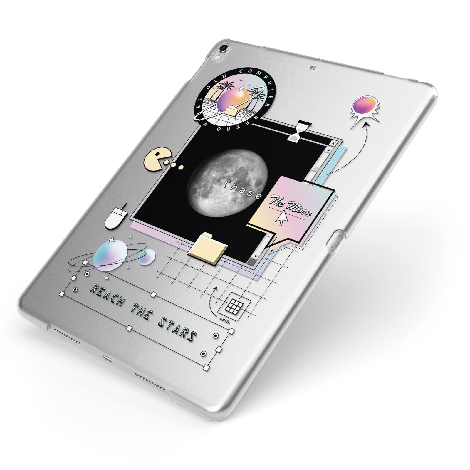 Chase The Moon Apple iPad Case on Silver iPad Side View
