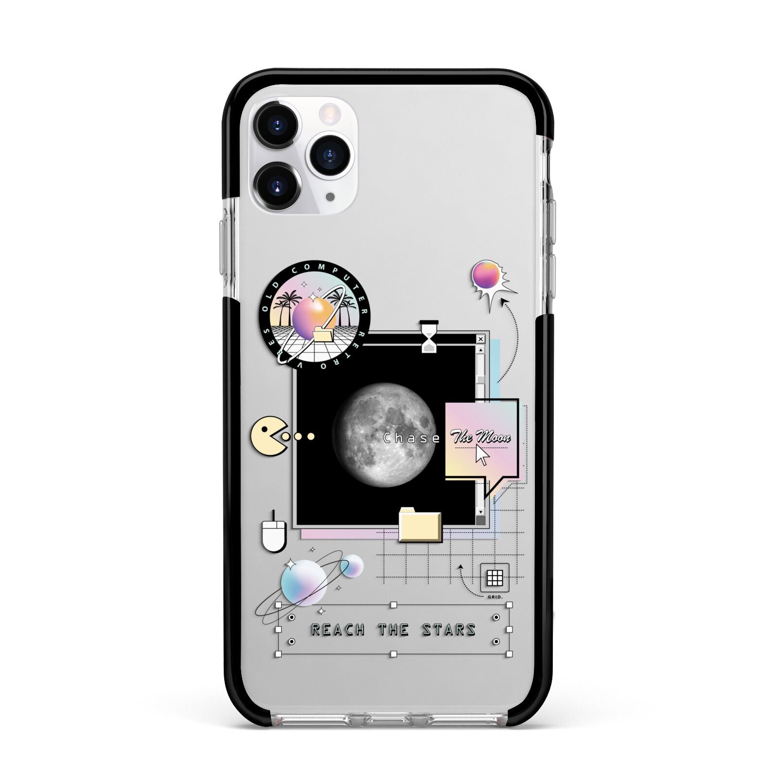 Chase The Moon Apple iPhone 11 Pro Max in Silver with Black Impact Case