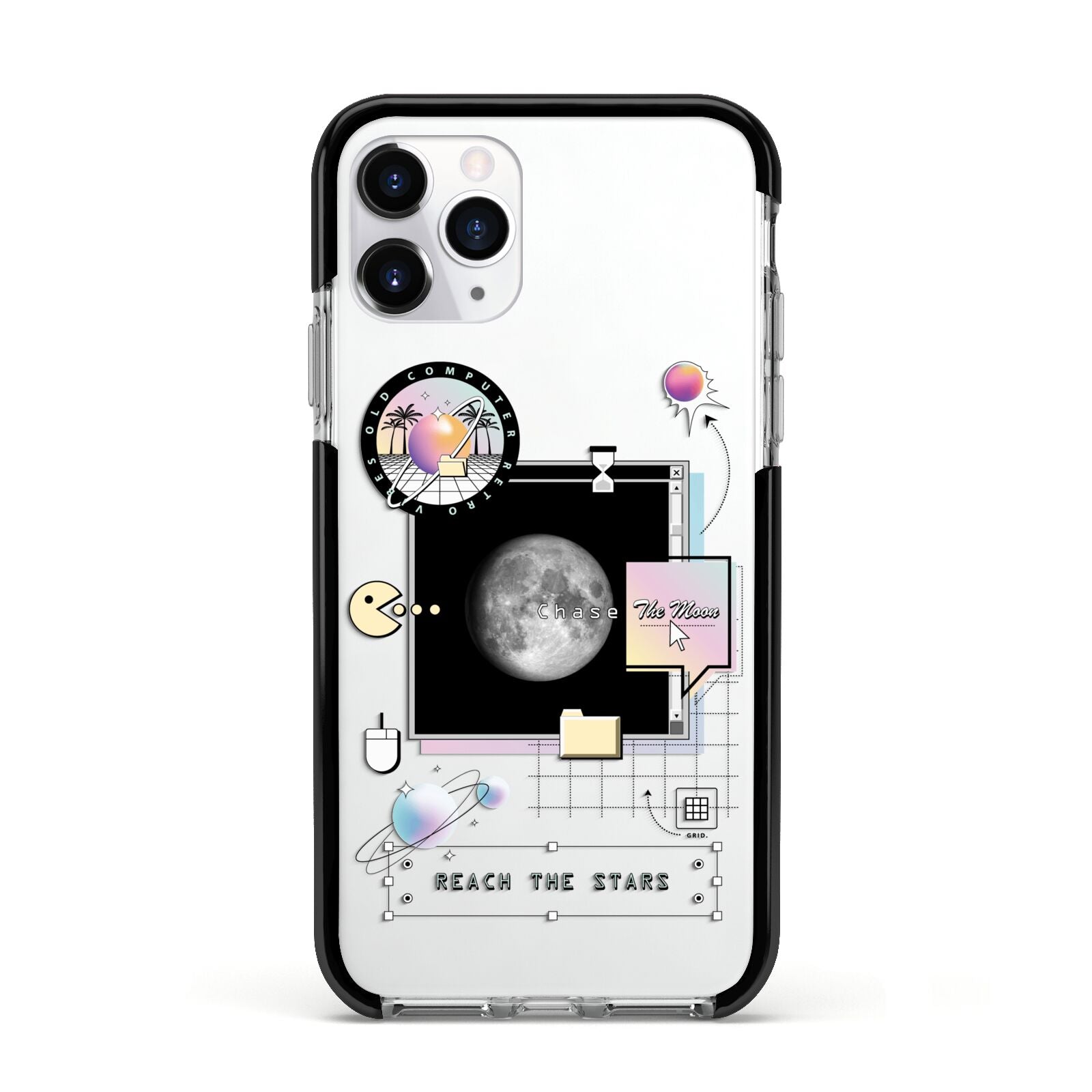Chase The Moon Apple iPhone 11 Pro in Silver with Black Impact Case
