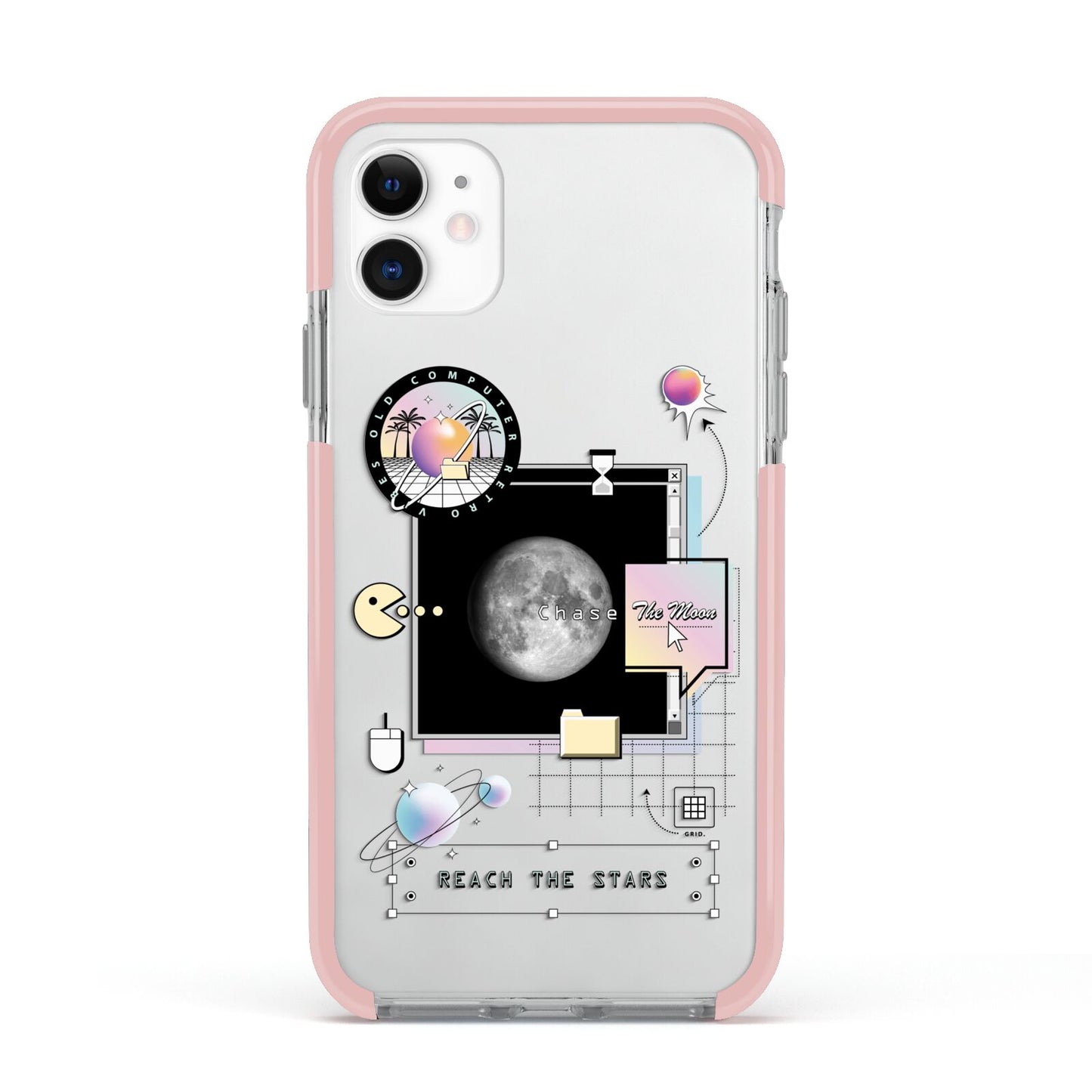 Chase The Moon Apple iPhone 11 in White with Pink Impact Case