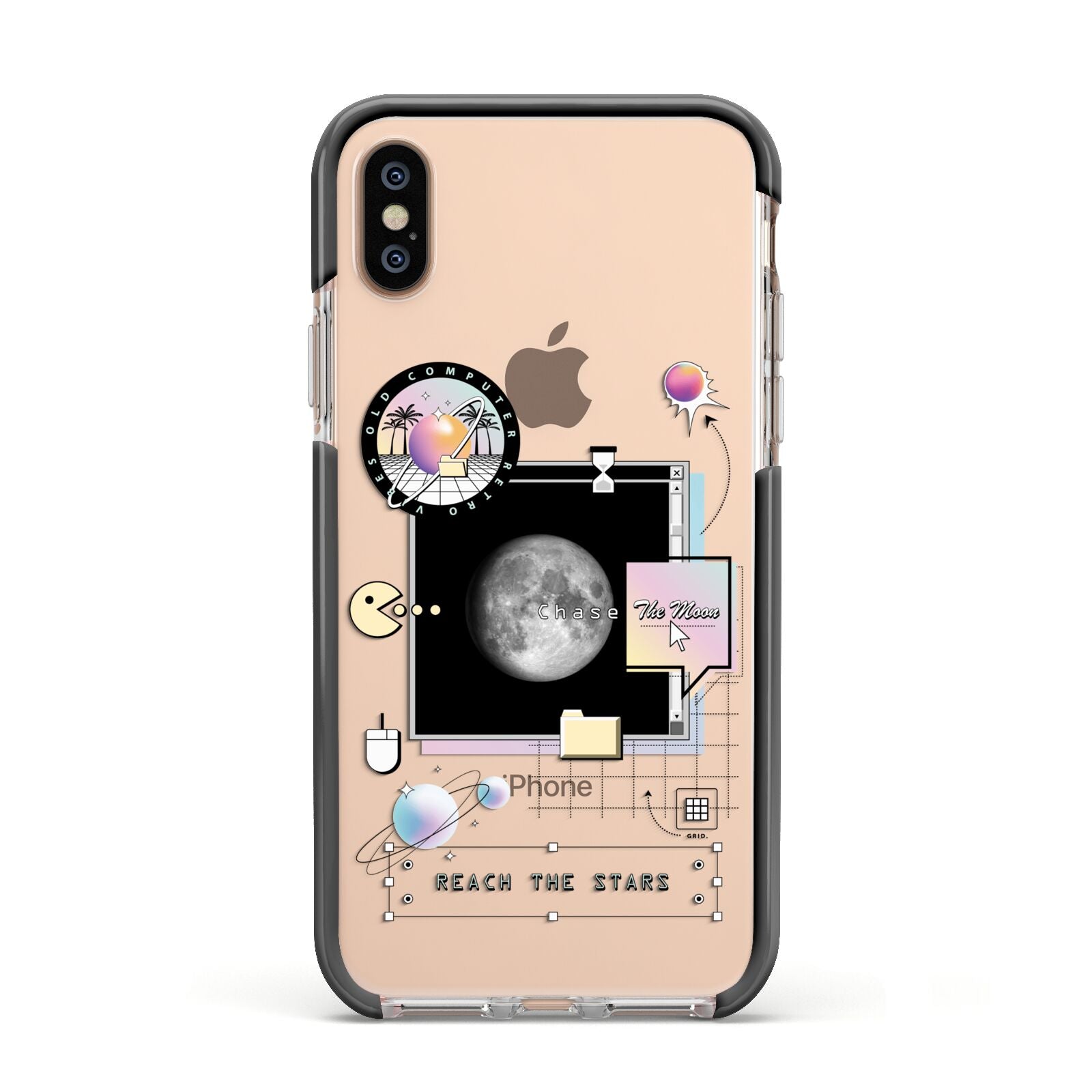 Chase The Moon Apple iPhone Xs Impact Case Black Edge on Gold Phone