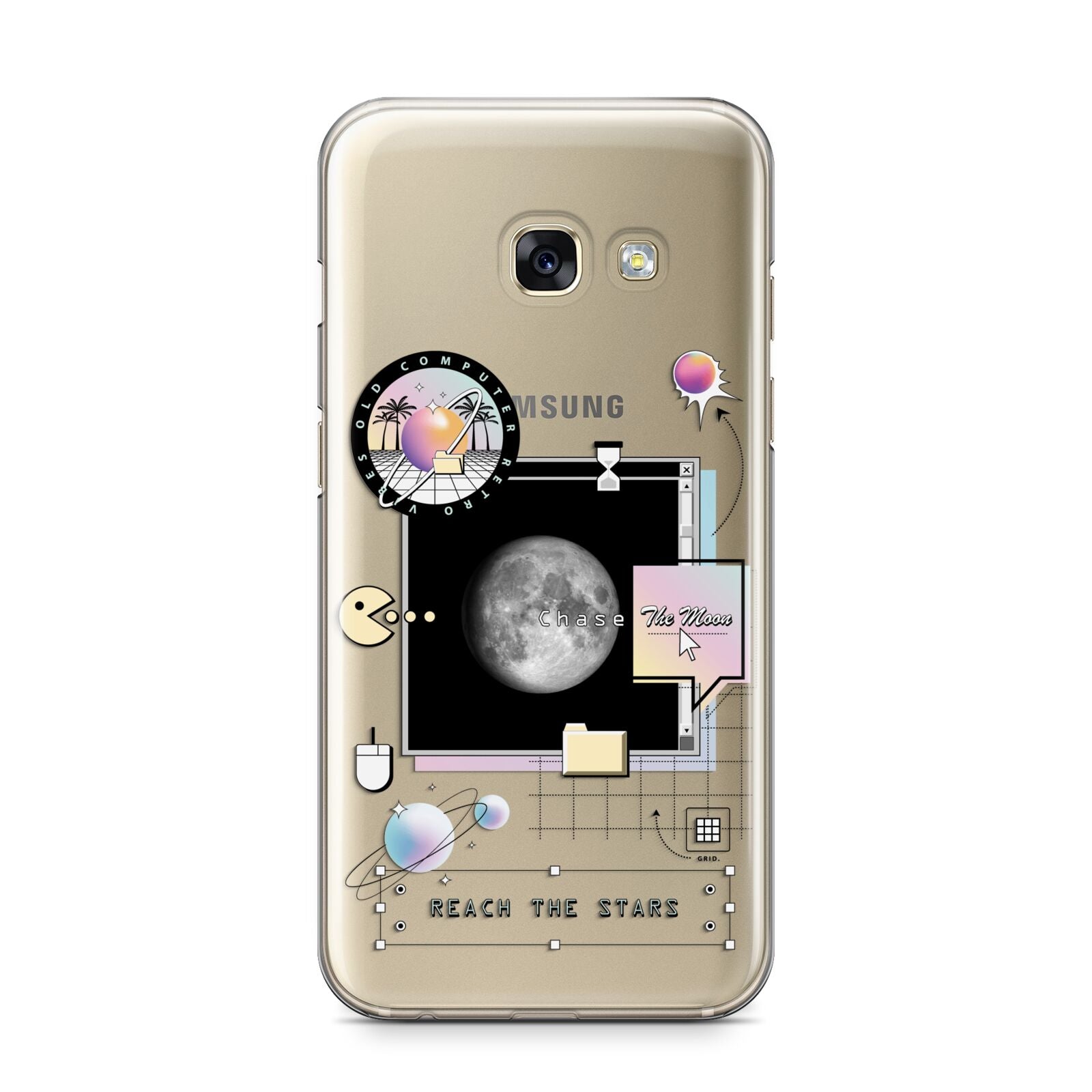 Chase The Moon Samsung Galaxy A3 2017 Case on gold phone