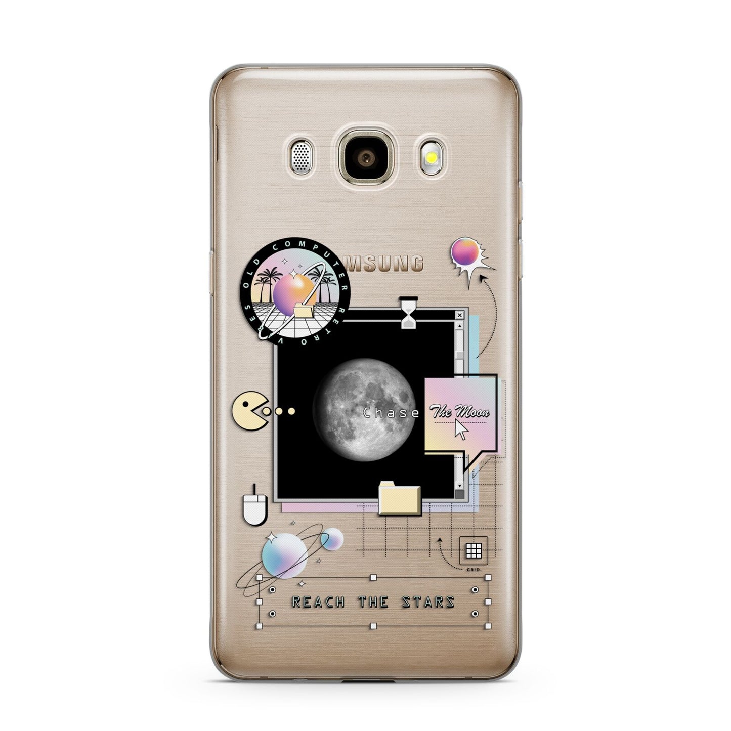 Chase The Moon Samsung Galaxy J7 2016 Case on gold phone