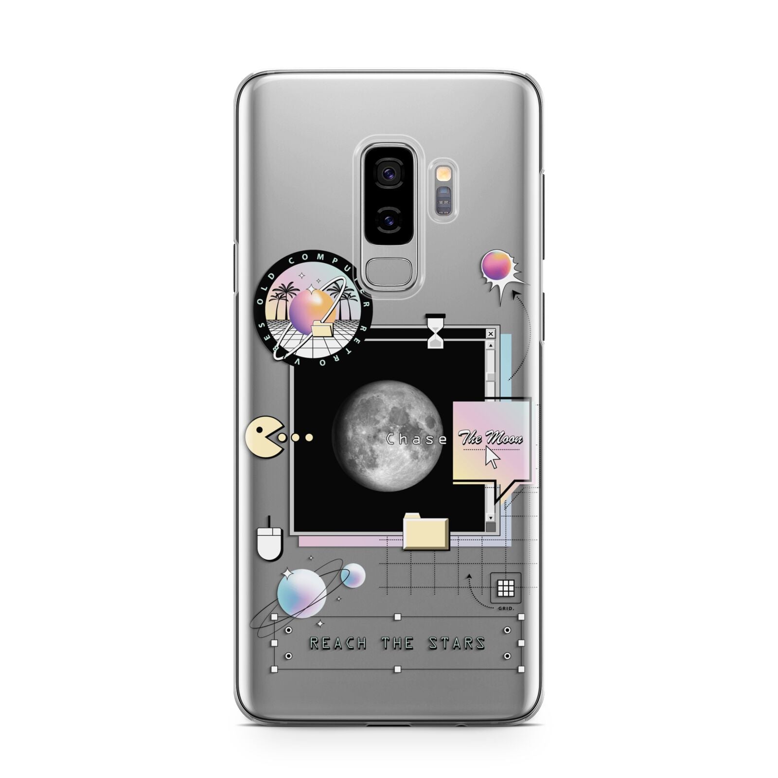 Chase The Moon Samsung Galaxy S9 Plus Case on Silver phone