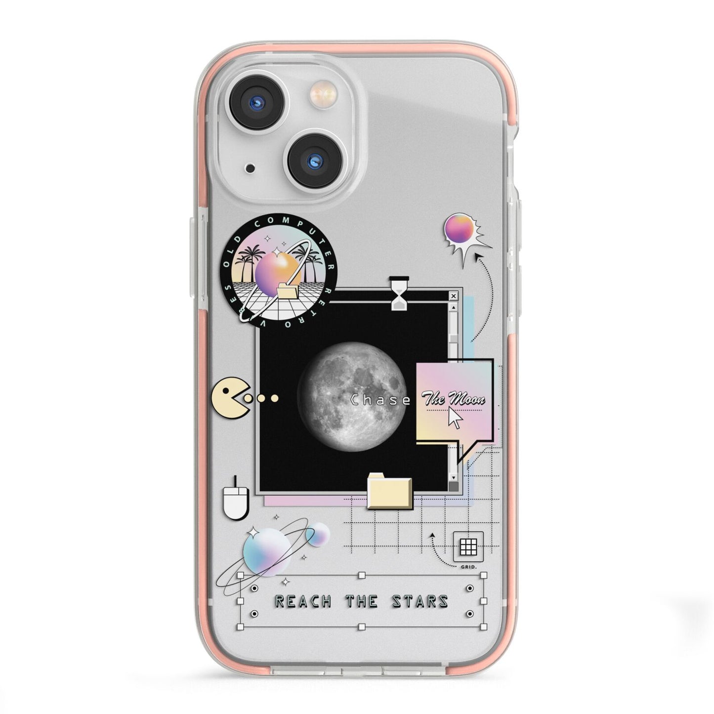 Chase The Moon iPhone 13 Mini TPU Impact Case with Pink Edges
