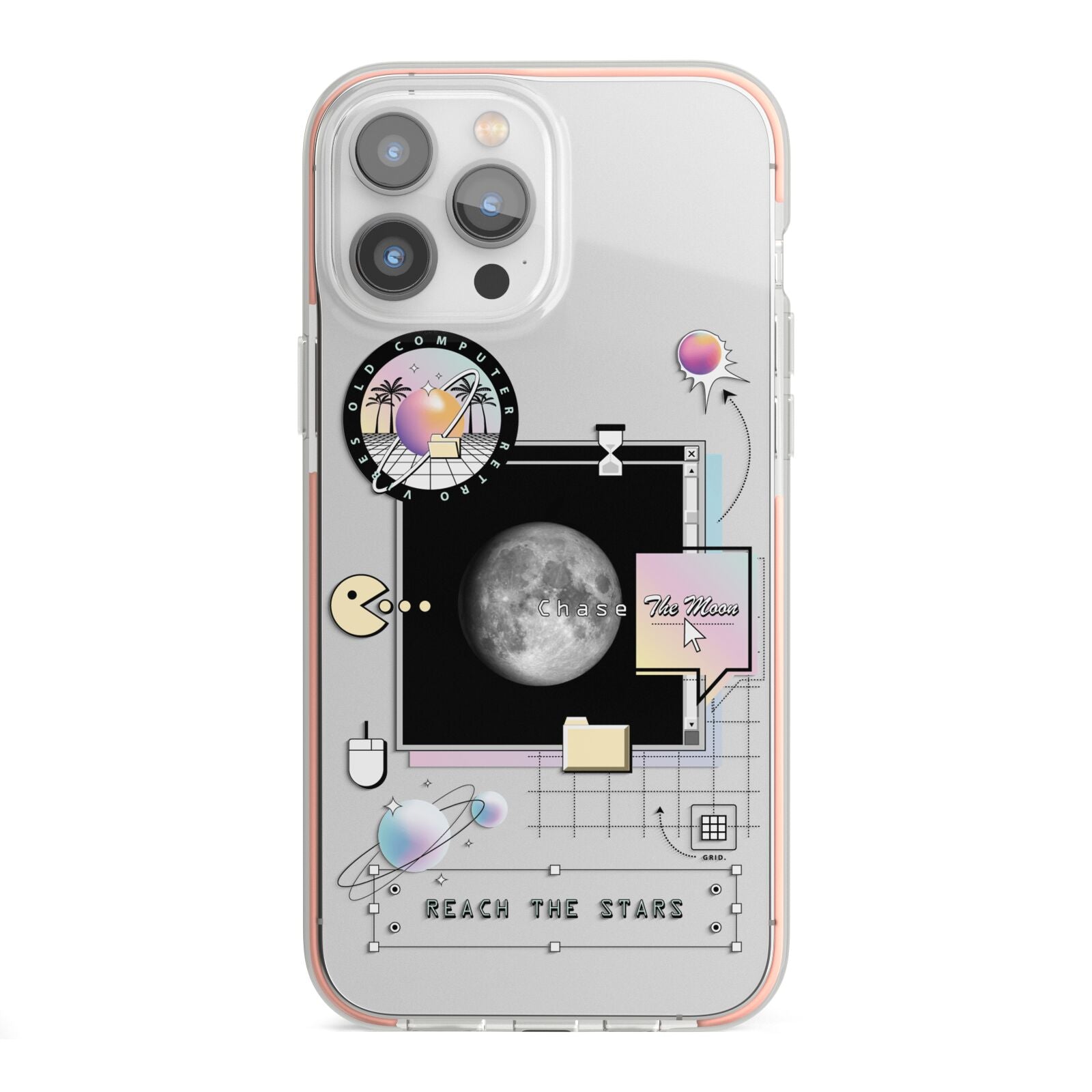 Chase The Moon iPhone 13 Pro Max TPU Impact Case with Pink Edges