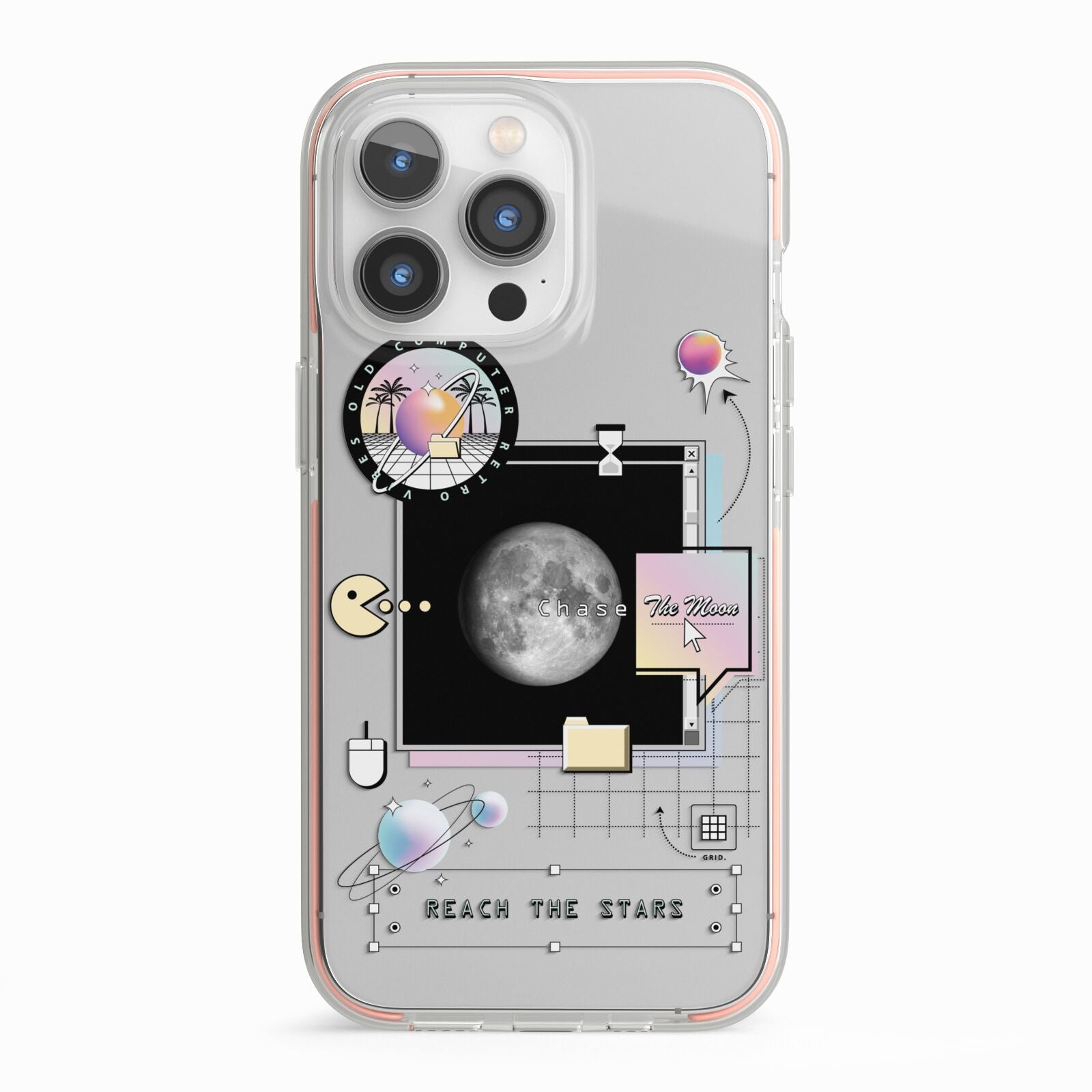 Chase The Moon iPhone 13 Pro TPU Impact Case with Pink Edges