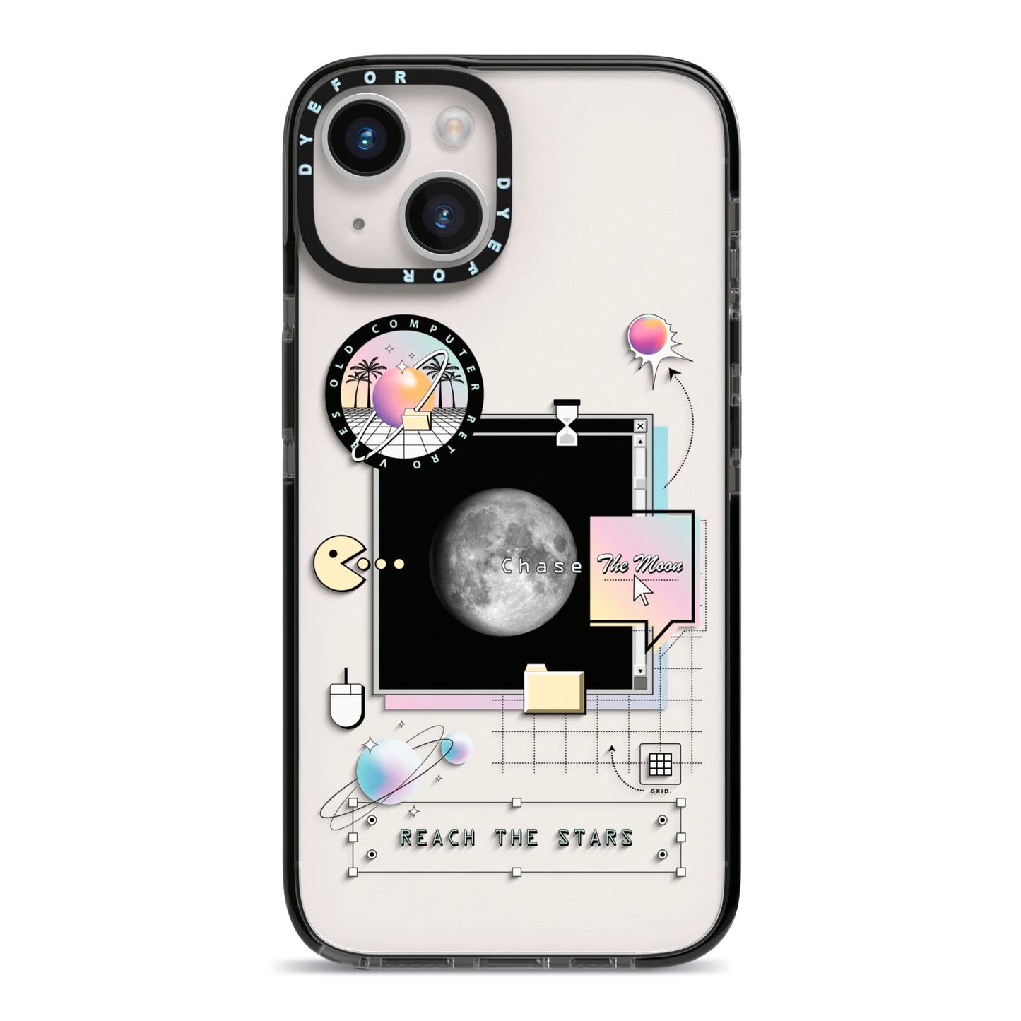 Chase The Moon iPhone 14 Black Impact Case on Silver phone