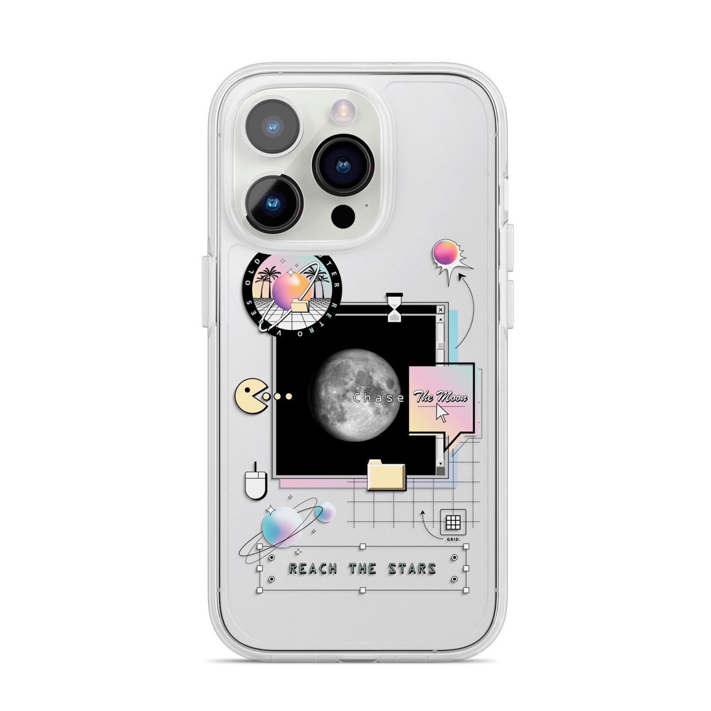 Chase The Moon iPhone 14 Pro Clear Tough Case Silver