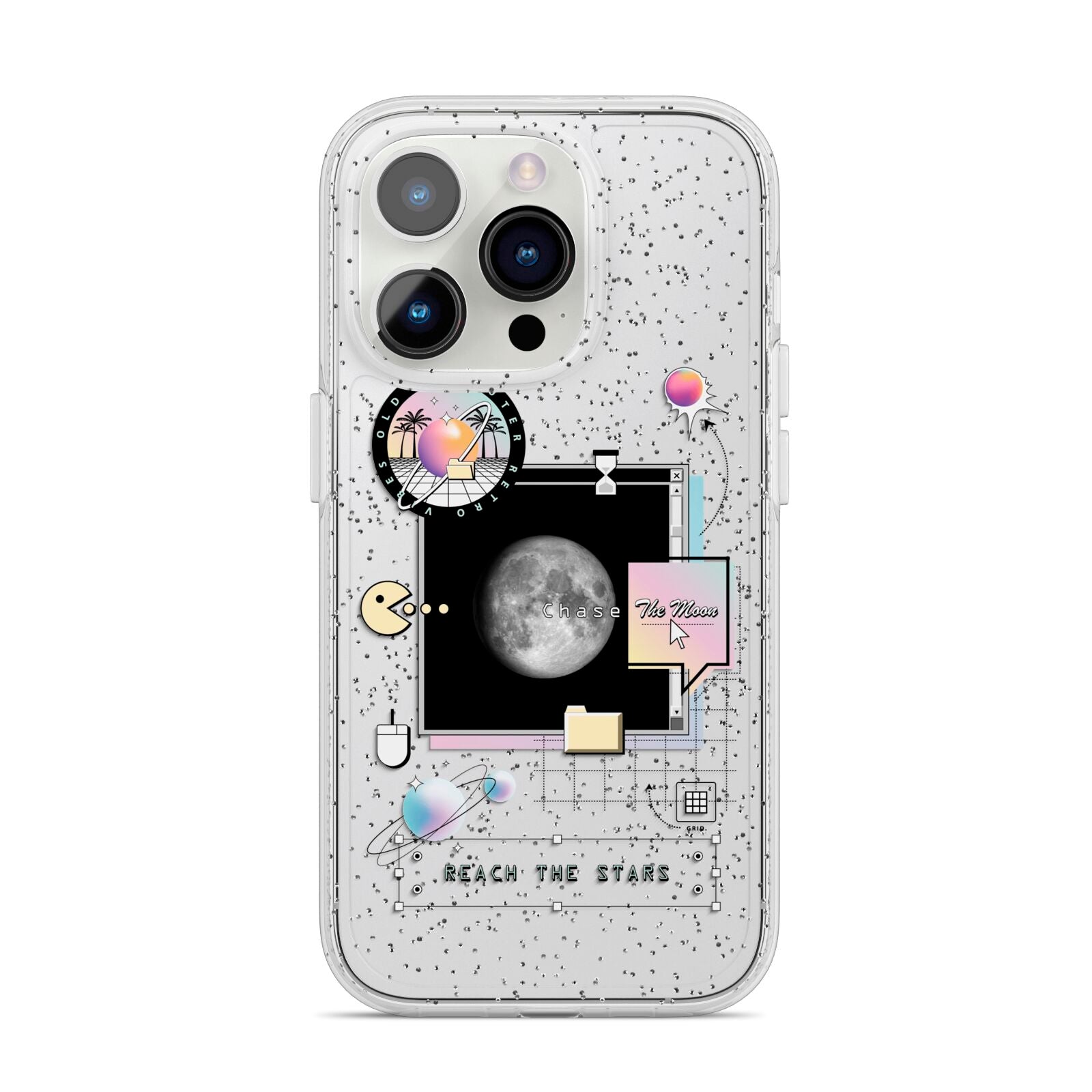 Chase The Moon iPhone 14 Pro Glitter Tough Case Silver