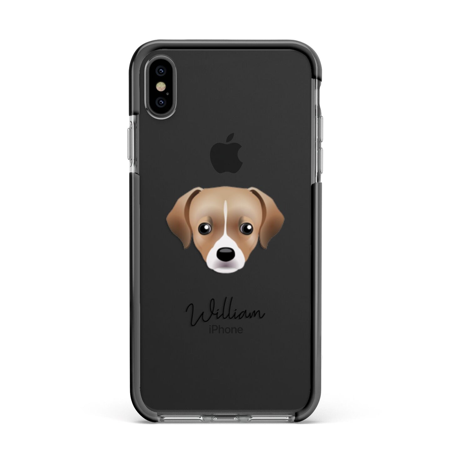 Cheagle Personalised Apple iPhone Xs Max Impact Case Black Edge on Black Phone