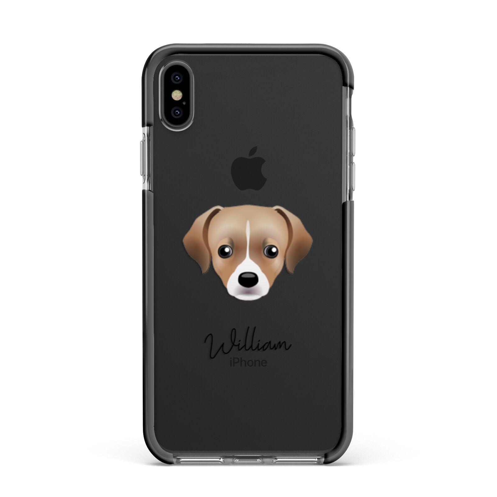 Cheagle Personalised Apple iPhone Xs Max Impact Case Black Edge on Black Phone