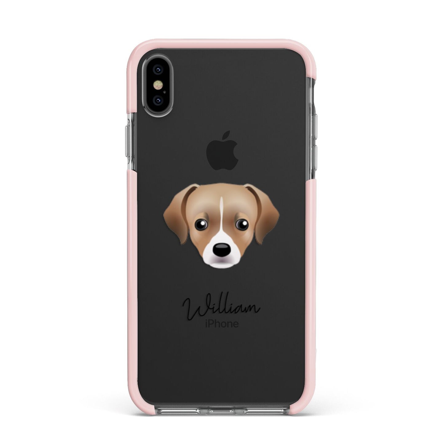 Cheagle Personalised Apple iPhone Xs Max Impact Case Pink Edge on Black Phone